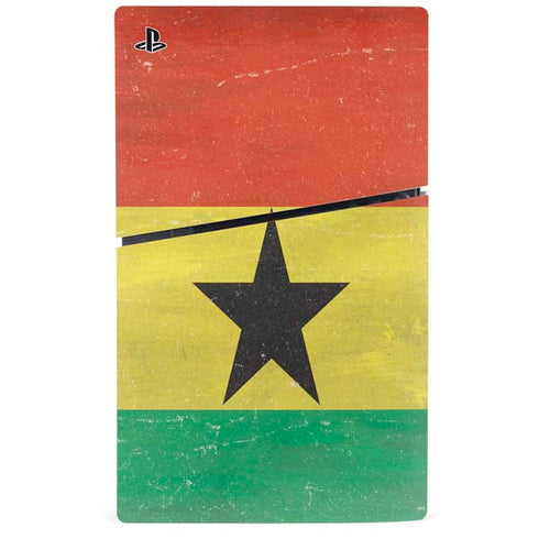 Ghana Flag Distressed PS5 Slim Disk Console Skin
