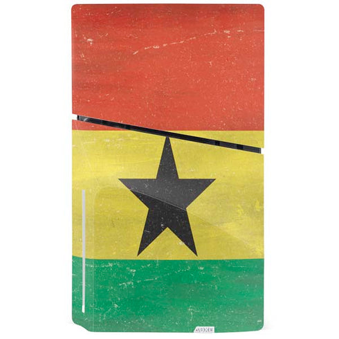 Ghana Flag Distressed PS5 Slim Disk Console Skin