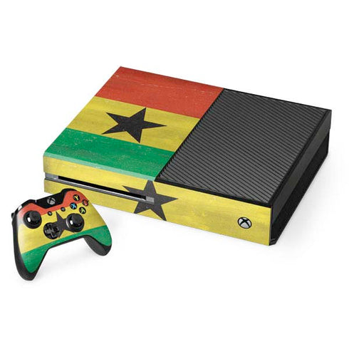Ghana Flag Distressed Xbox One Console and Controller Bundle Skin