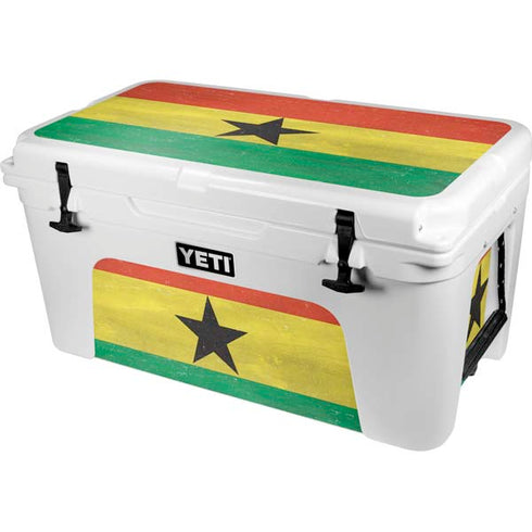 Ghana Flag Distressed YETI Tundra 65 Hard Cooler Skin