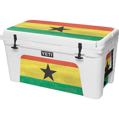 Ghana Flag Distressed YETI Tundra 75 Hard Cooler Skin