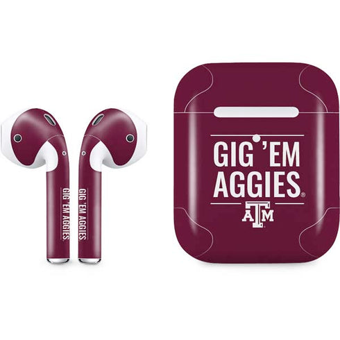 Texas A&M University Gig Em Aggies Apple AirPods 2 Skin