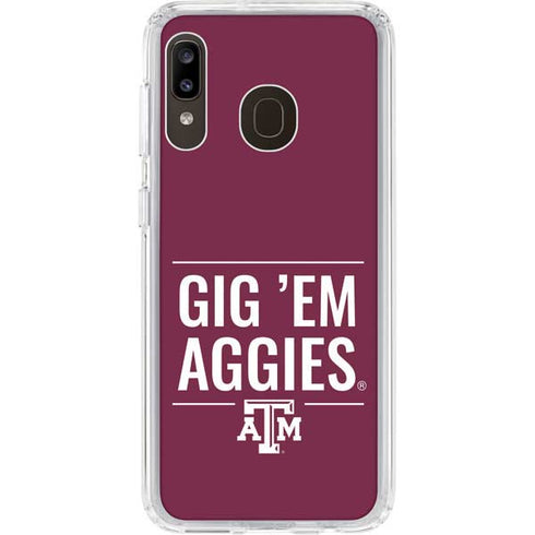 Texas A&M University Gig Em Aggies Galaxy A20 Clear Case