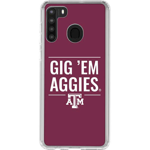 Texas A&M University Gig Em Aggies Galaxy A21 Clear Case