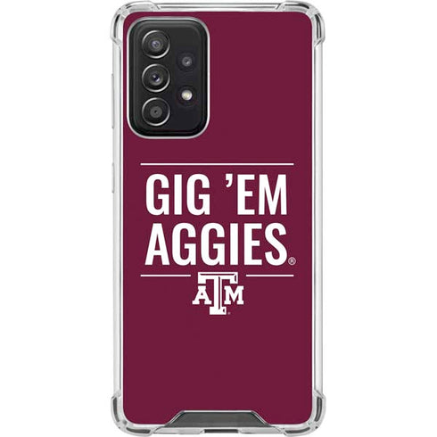 Texas A&M University Gig Em Aggies Galaxy A52 5G Clear Case