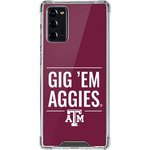 Texas A&M University Gig Em Aggies Galaxy Note20 5G Clear Case