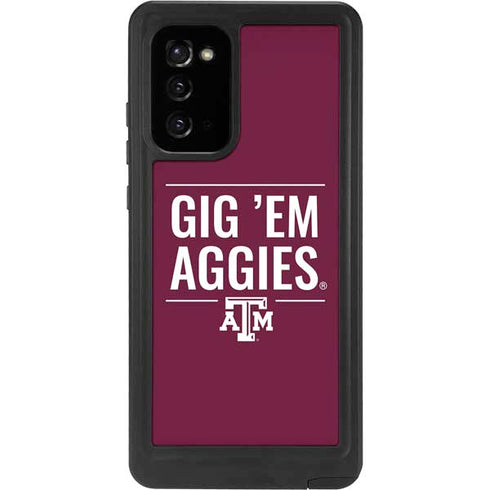 Texas A&M University Gig Em Aggies Galaxy Note20 5G Waterproof Case