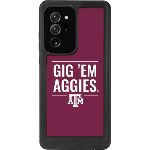 Texas A&M University Gig Em Aggies Galaxy Note20 Ultra 5G Waterproof Case