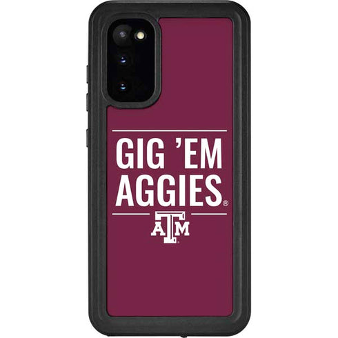 Texas A&M University Gig Em Aggies Galaxy S20 Waterproof Case