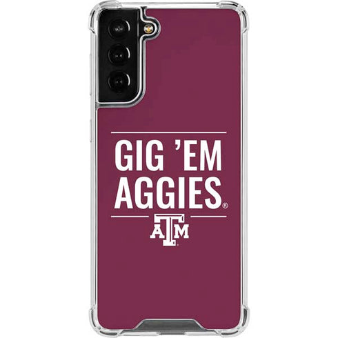 Texas A&M University Gig Em Aggies Galaxy S21 FE Clear Case