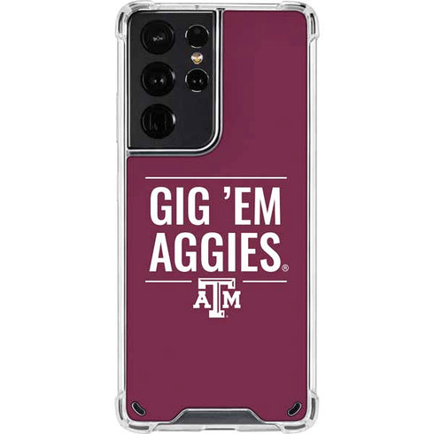 Texas A&M University Gig Em Aggies Galaxy S21 Ultra 5G Clear Case
