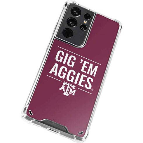 Texas A&M University Gig Em Aggies Galaxy S21 Ultra 5G Clear Case