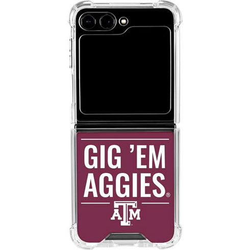 Texas A&M University Gig Em Aggies Galaxy Z Flip5 5G Clear Case