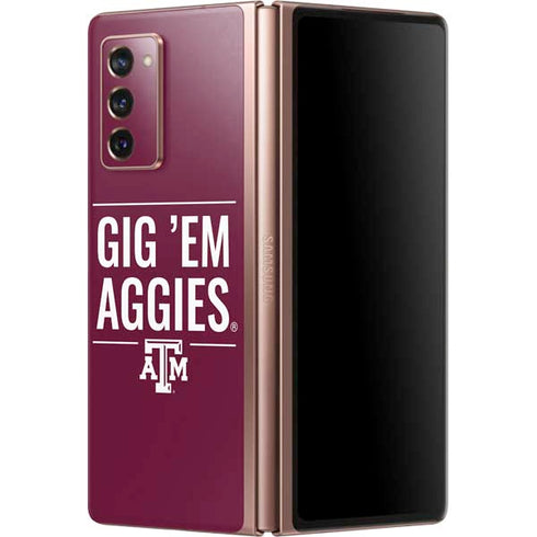 Texas A&M University Gig Em Aggies Galaxy Z Fold2 5G Skin