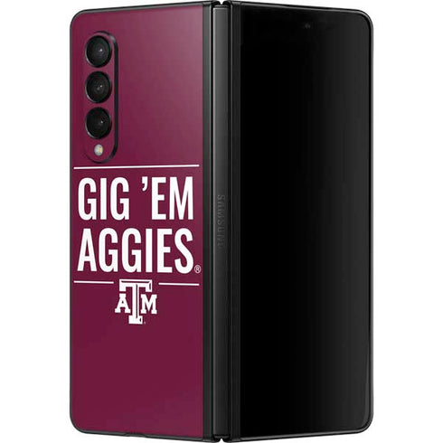Texas A&M University Gig Em Aggies Galaxy Z Fold3 5G Skin