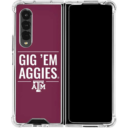 Texas A&M University Gig Em Aggies Galaxy Z Fold4 5G Clear Case