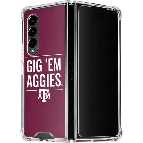 Texas A&M University Gig Em Aggies Galaxy Z Fold4 5G Clear Case