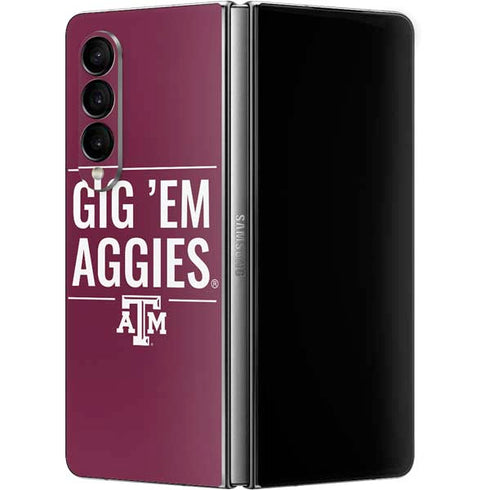 Texas A&M University Gig Em Aggies Galaxy Z Fold4 5G Skin