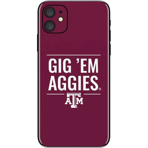 Texas A&M University Gig Em Aggies iPhone 11 Skin