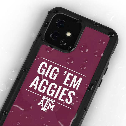 Texas A&M University Gig Em Aggies iPhone 12 Mini Waterproof Case