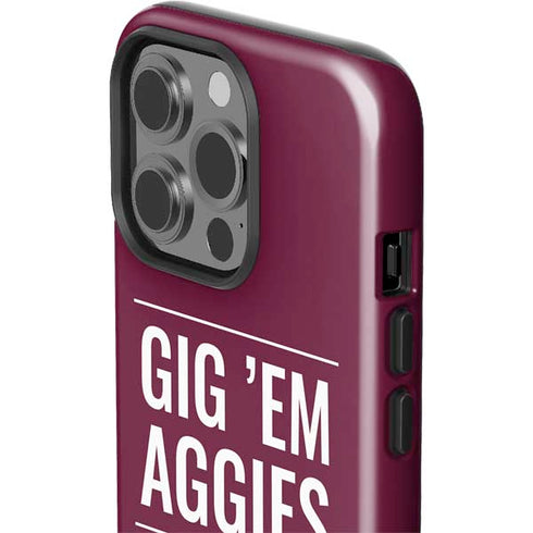 Texas A&M University Gig Em Aggies iPhone 15 Pro Impact Case