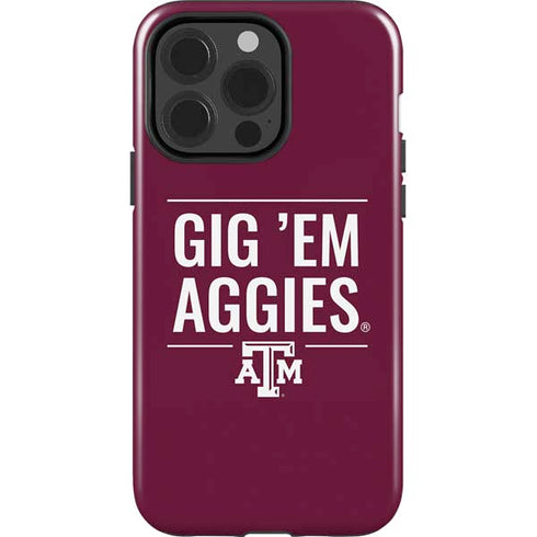 Texas A&M University Gig Em Aggies iPhone 15 Pro Impact Case