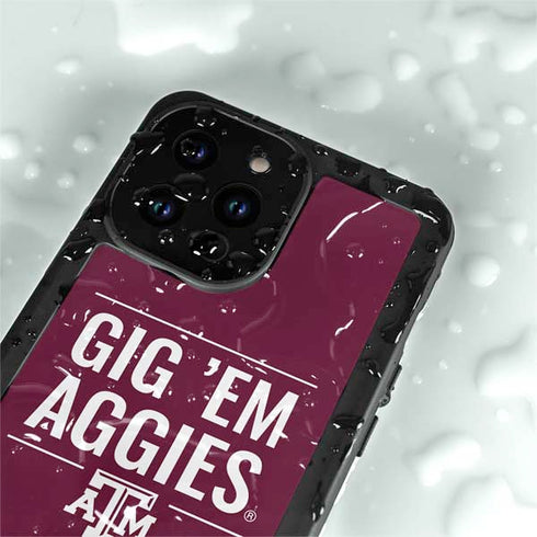 Texas A&M University Gig Em Aggies iPhone 14 Pro Max Waterproof Case