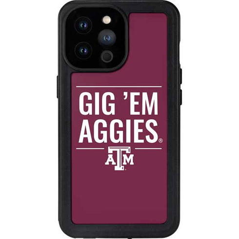 Texas A&M University Gig Em Aggies iPhone 14 Pro Max Waterproof Case