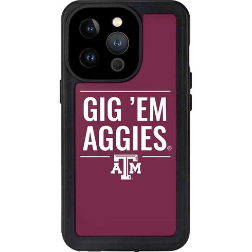 Texas A&M University Gig Em Aggies iPhone 15 Pro Waterproof Case