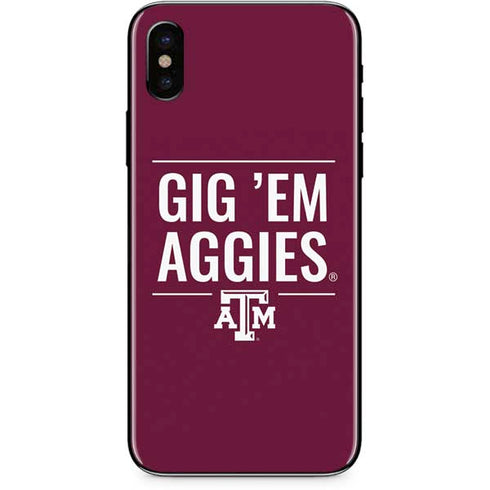 Texas A&M University Gig Em Aggies iPhone X Skin