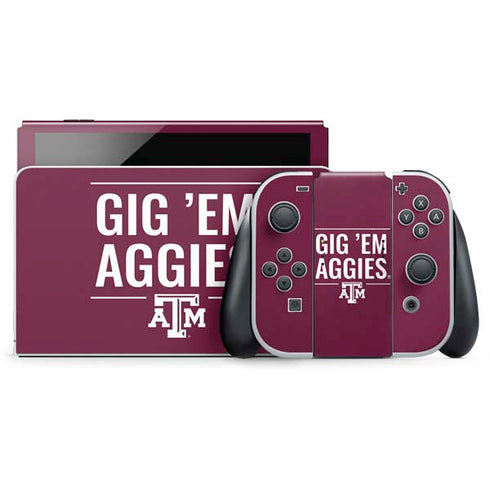 Texas A&M University Gig Em Aggies Nintendo Switch OLED (2021) Skin