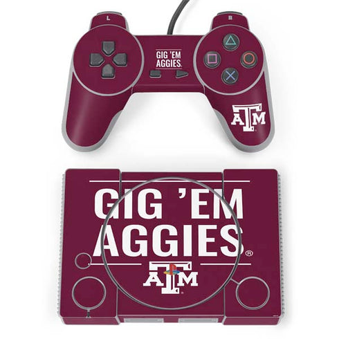 Texas A&M University Gig Em Aggies PlayStation Classic Bundle Skin
