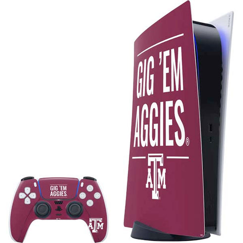 Texas A&M University Gig Em Aggies PS5 Digital Edition Bundle Skin