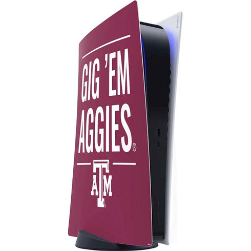 Texas A&M University Gig Em Aggies PS5 Digital Edition Console Skin