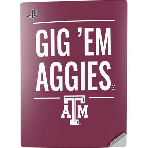 Texas A&M University Gig Em Aggies PS5 Digital Edition Console Skin