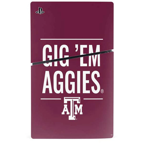 Texas A&M University Gig Em Aggies PS5 Slim Digital Edition Console Skin