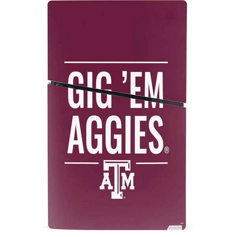 Texas A&M University Gig Em Aggies PS5 Slim Digital Edition Console Skin