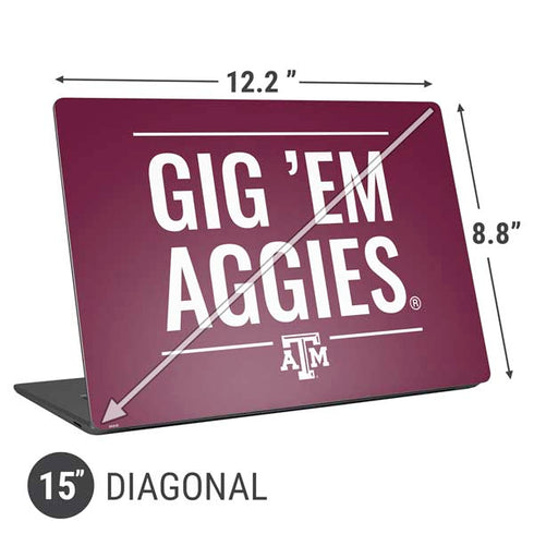 Texas A&M University Gig Em Aggies Universal Laptop 15in (12.2 x 8.8in) Skin