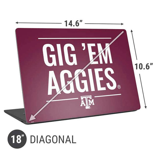 Texas A&M University Gig Em Aggies Universal Laptop 18in (14.6 x 10.6in) Skin