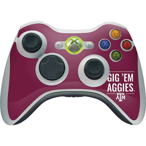 Texas A&M University Gig Em Aggies Xbox 360 Wireless Controller Skin
