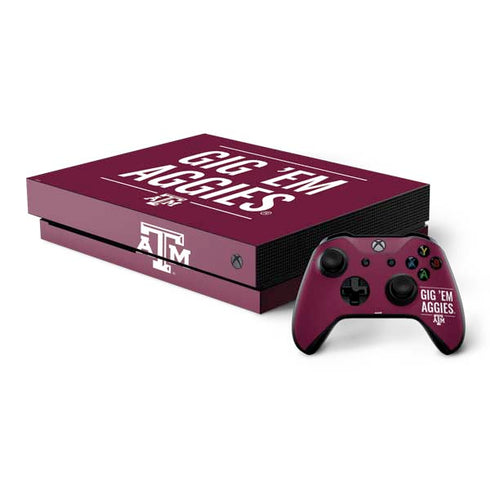 Texas A&M University Gig Em Aggies Xbox One X Bundle Skin