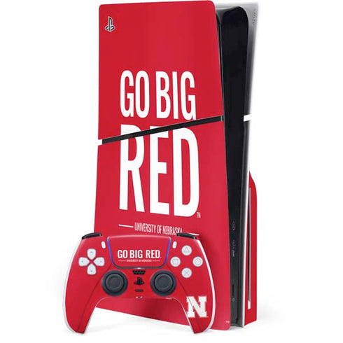 University of Nebraska Go Big Red PS5 Slim Disk Bundle Skin