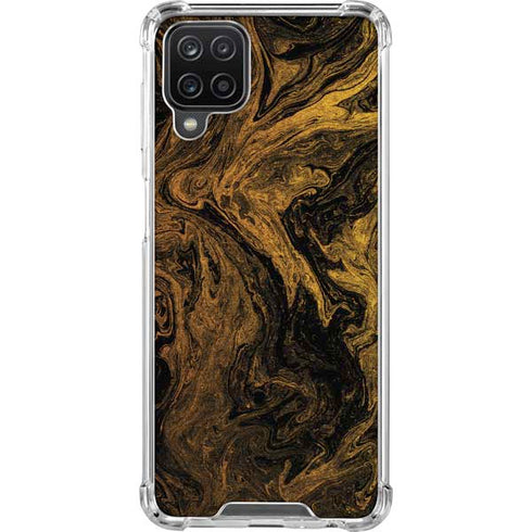 Gold and Black Marble Galaxy A12 Clear Case