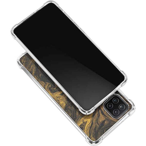 Gold and Black Marble Galaxy A12 Clear Case