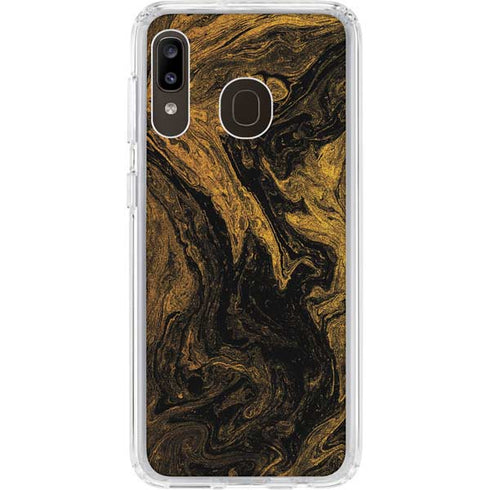 Gold and Black Marble Galaxy A20 Clear Case