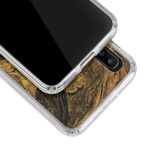 Gold and Black Marble Galaxy A20 Clear Case