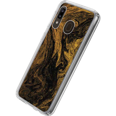 Gold and Black Marble Galaxy A20 Clear Case