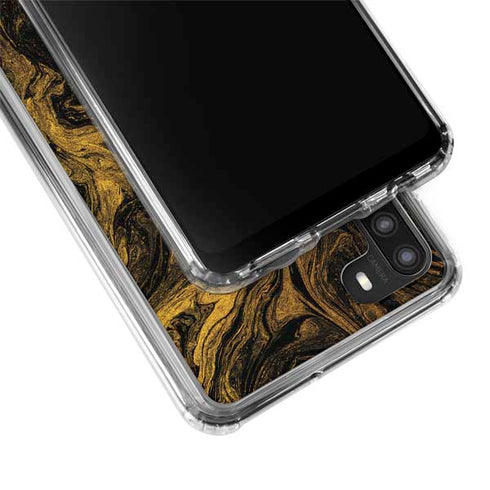 Gold and Black Marble Galaxy A21 Clear Case