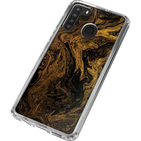 Gold and Black Marble Galaxy A21 Clear Case