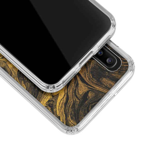 Gold and Black Marble Galaxy A30 Clear Case